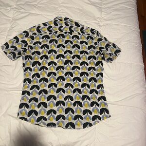 Men's Casual Patterned Shirt in Black, Yellow, and White